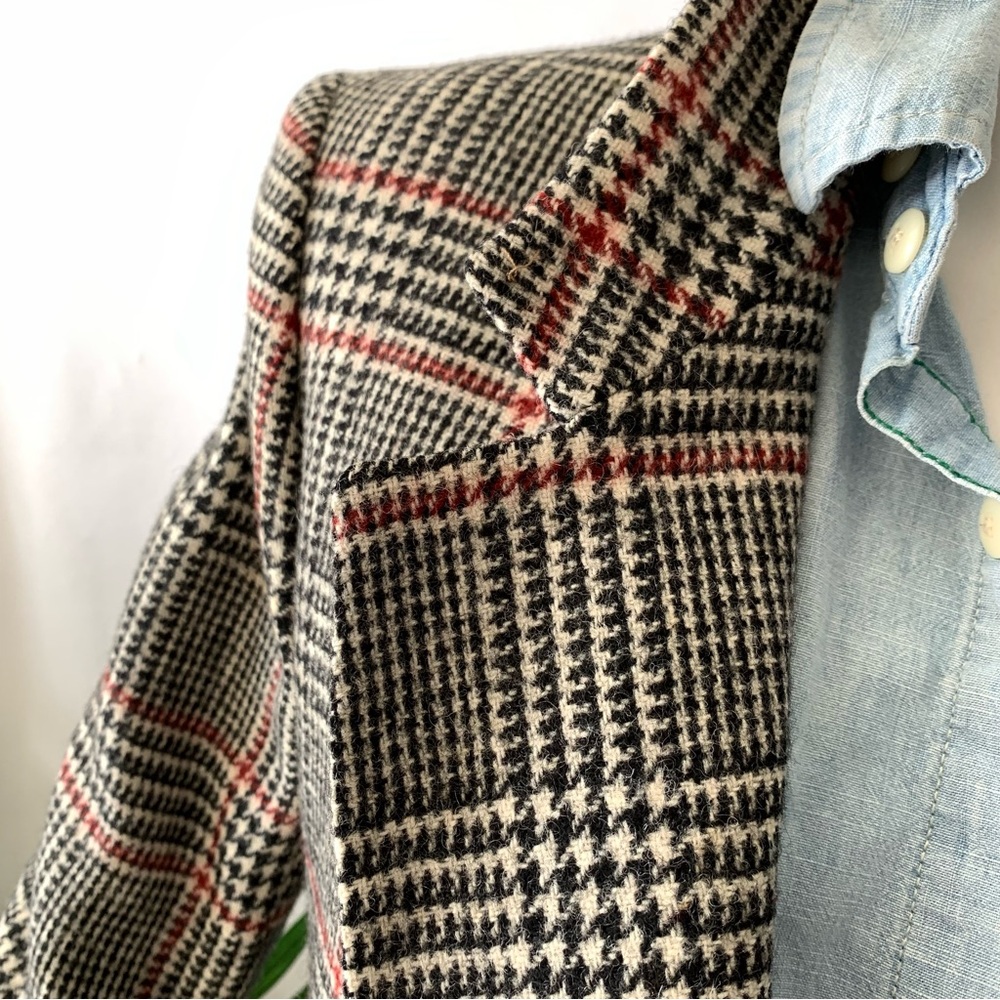 c l a s s i c :: Vintage Wool Houndstooth Blazer Double Breasted Plaid - Picture 5 of 12